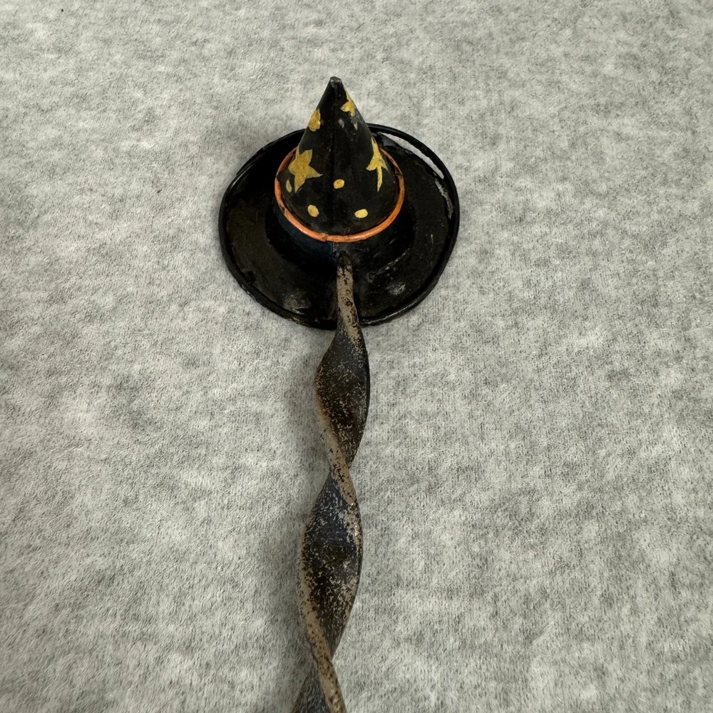 Vintage Midwest of Cannon Falls Halloween Witch Broom Pewter Candle Snuffer Rare